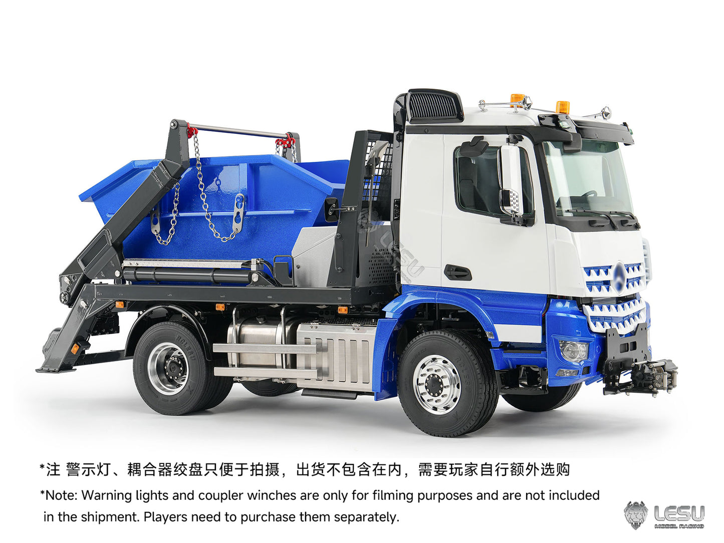 3Speed LESU Skip Loader 3363 Metal 4X4 Chassis 1/14 RC Hydraulic Swing Arm Garbage Dump Truck Light Sound Hub Reduction Axle