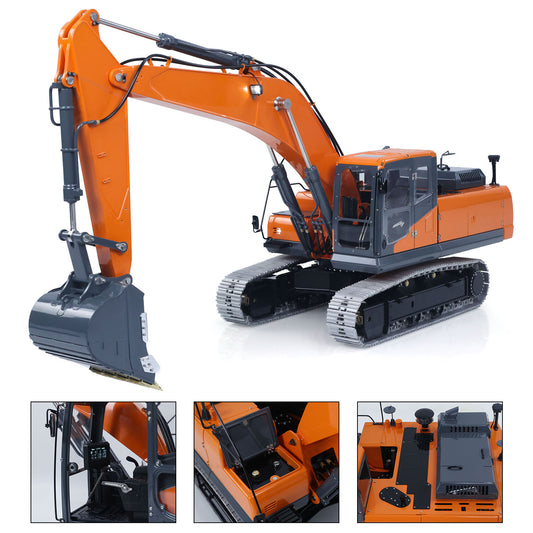 LESU 90% Metal 1/14 RC Hydraulic Digger Aoue DX350LC Remote Control Excavator Finished Model 3CH Valve Relief Valve 4MPA Pump Engineering Vehicle