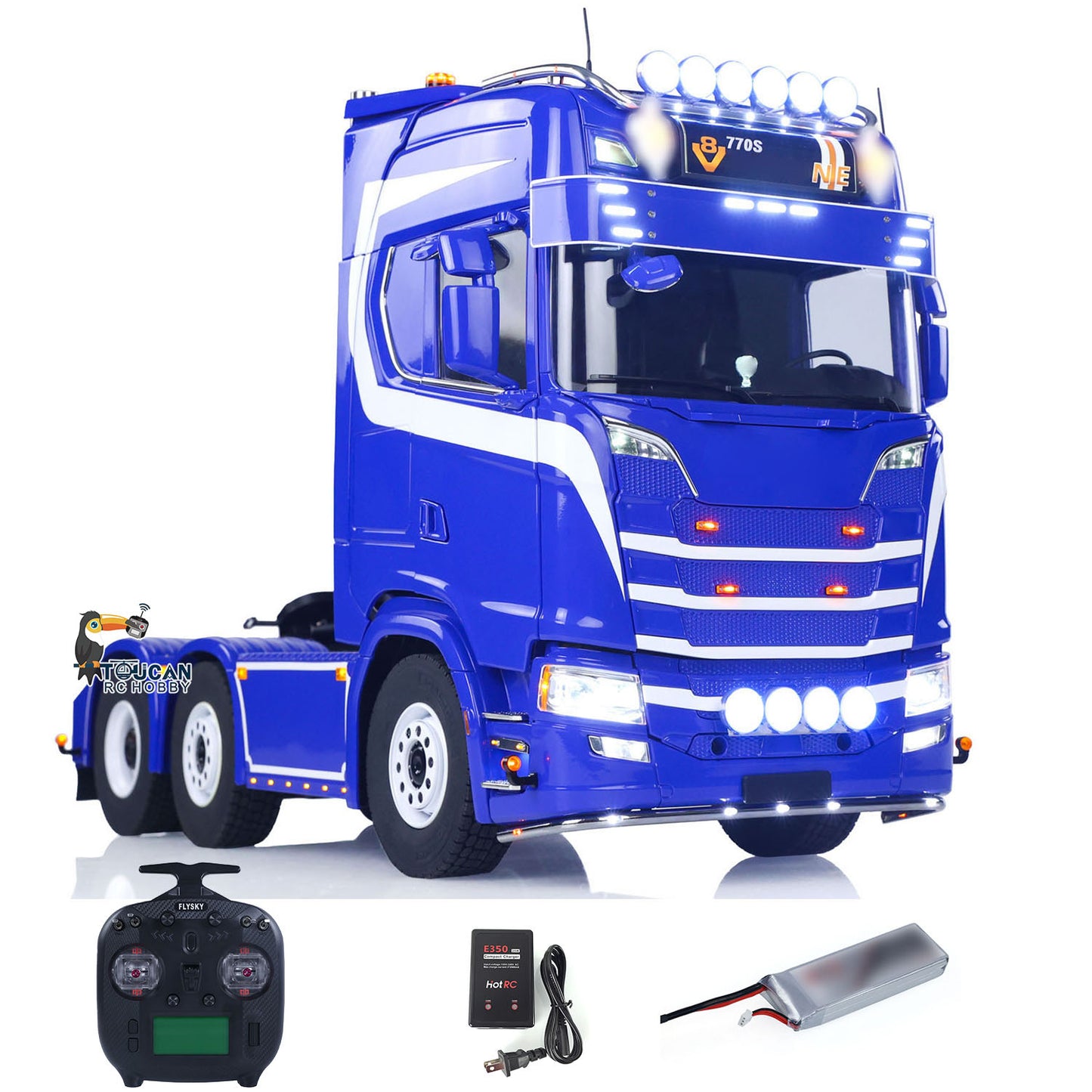 TOUCAN 770S 1/14 RC Tractor Truck 6X6 Metal Chassis Axle Locks RTR 3Speed Lorry Car Smoke Sound Light Unit Cabin Suspension ST8