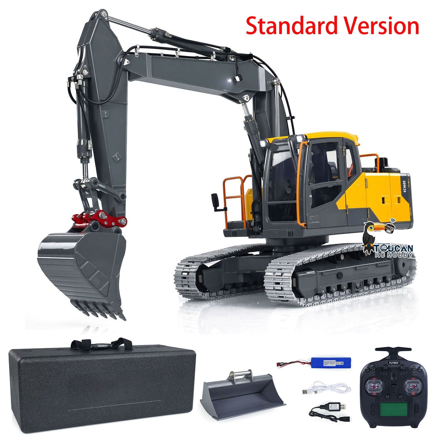 1:14 EC160E Hydraulic 3 Arms RC Excavator Remote Control Diggers Standard Version Painted and Assembled CNC 3 Arms Upgraded Set