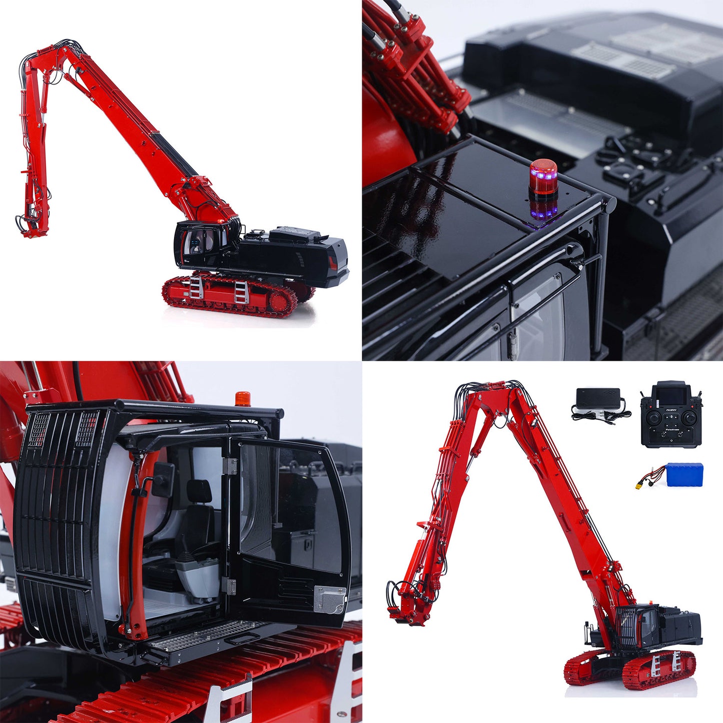 CUT 1/14 K970-300 Metal RC Hydraulic Excavators Model Remote Control Demolition Machine 5048 Brushless Motor CNC Alloy Chassis