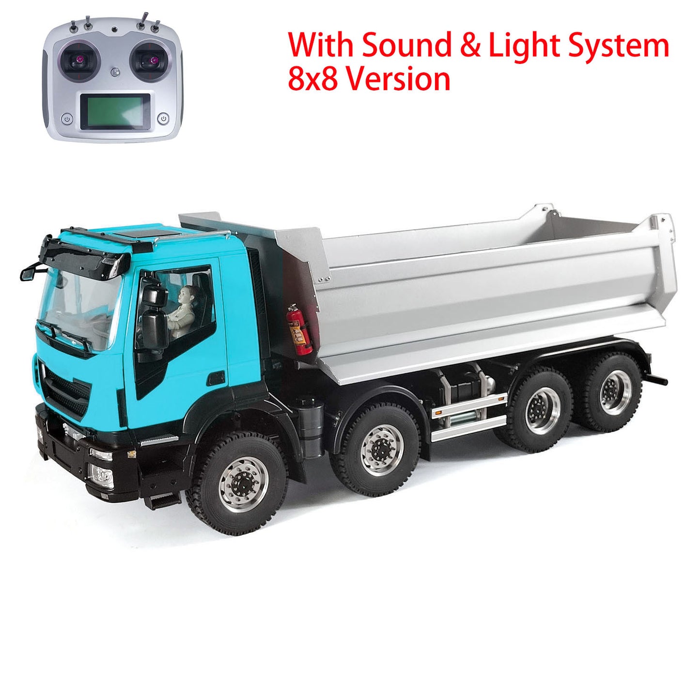 1/14 Hydraulic 8x8 RC Dump Car Remote Control Tipper Truck Painted Assembled 2-Speed Transmission ESC Servo Motor LED Light Sound