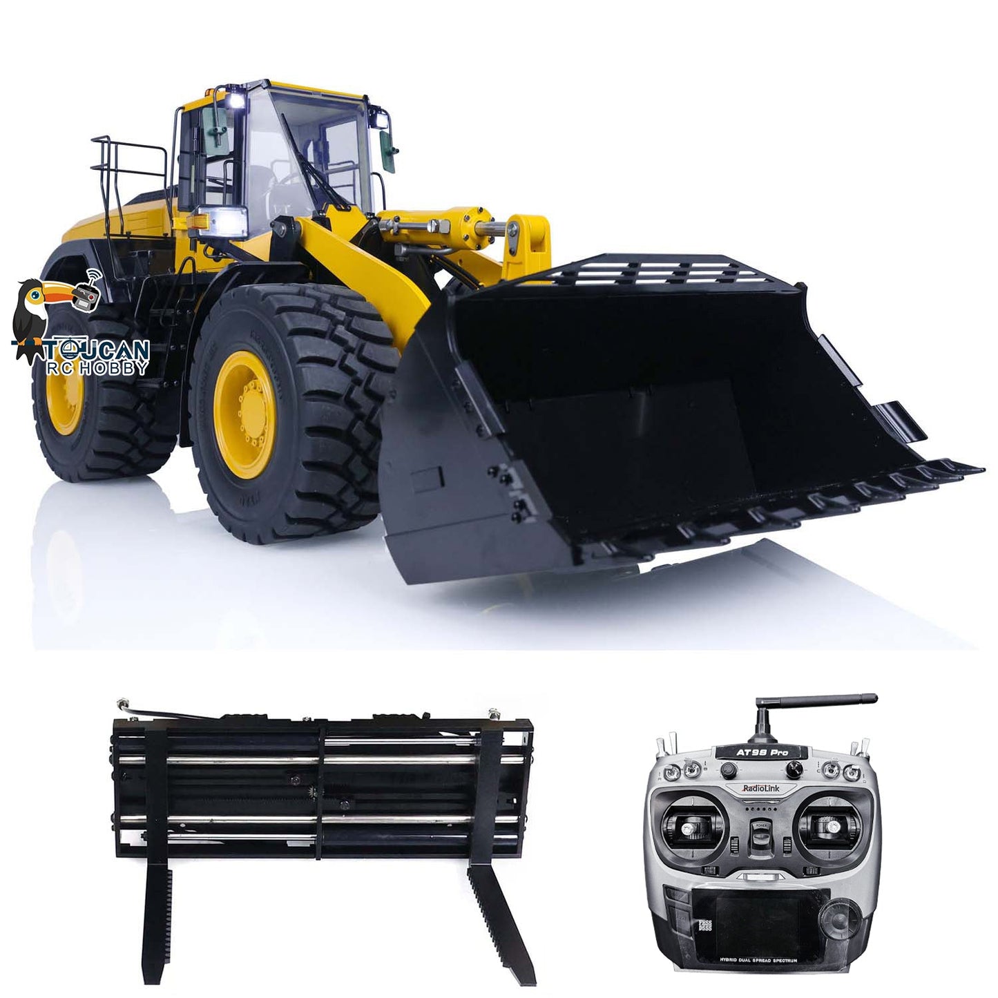 MTMODEL Metal WA480 1/14 RC Hydraulic Loader Remote Control Heavy Machine Construction Vehicles fork Bucke Tiltable Dozer Blade