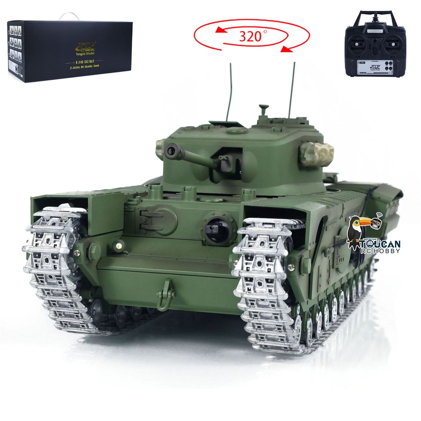 Tongde 1/16 RC Battle Tank Churchill Mk.VII Remote Controlled Panzer Electric Infantry Fighting Vehicles Optional Versions