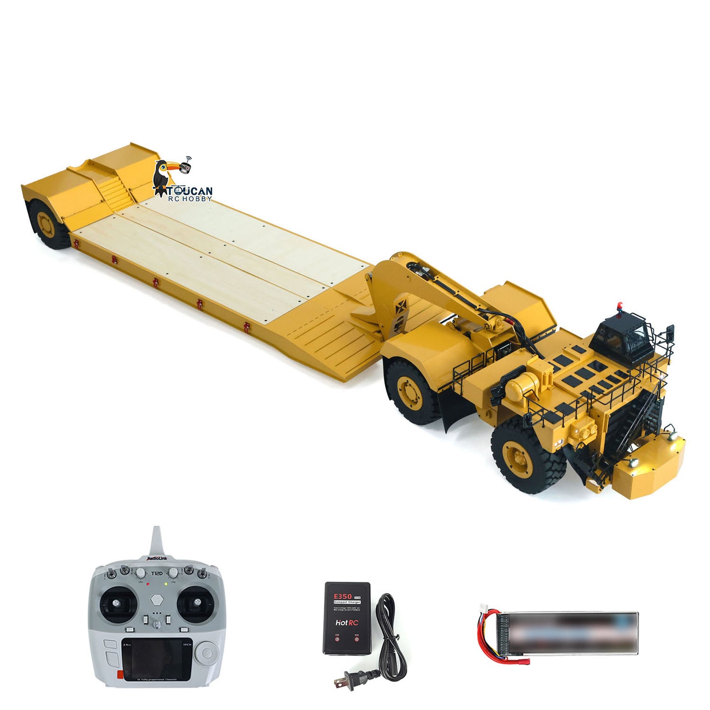 Metal 1/20 RC Heavy Duty Hydraulic Mining Trailer C739D PRO Gooseneck Car Remote Control Construction Machine RTR Battery