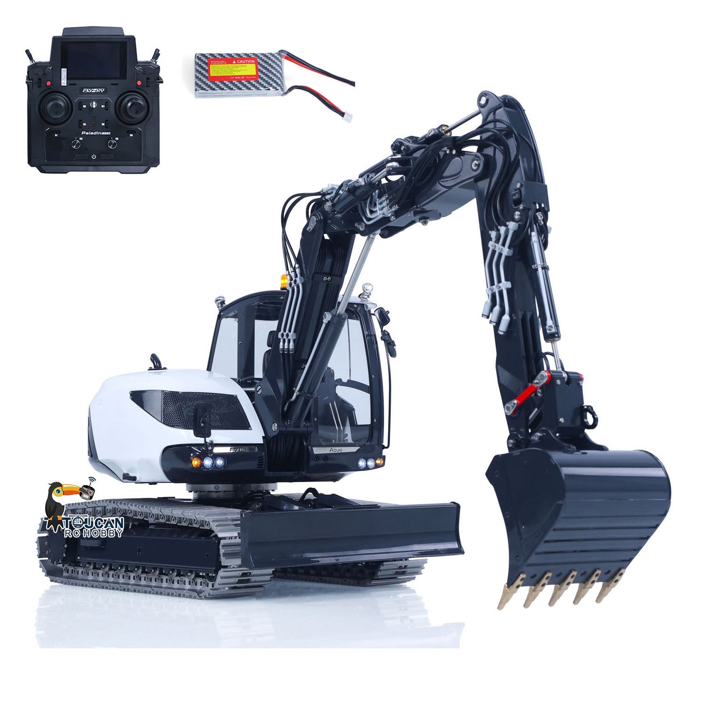 In Stock LESU 1/14 Metal RC Hydraulic Excavator MC15 4Arms Remote Control Digger 15MC 9 Valves Dual Pumps Light Sound PL18EV Lite
