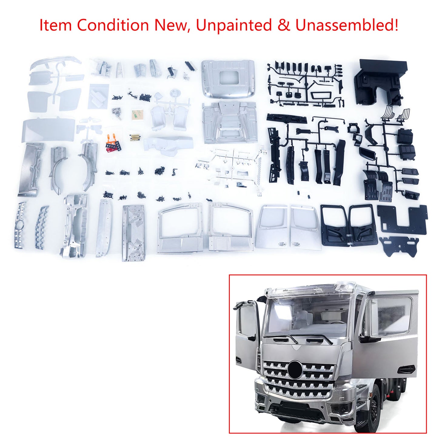 1/14 Unpainted BZ Metal Cabin Kits for RC Tractor Truck Remote Control Dumper Tipper Openable Door No Light System DIY Model