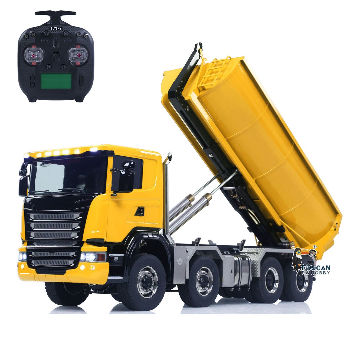 1/14 Hydraulic RC Roll On Off Dump Truck 8x8 3Speed Gearbox Remote Control Full Tipper SC 770S Axle Locks Metal Shafts