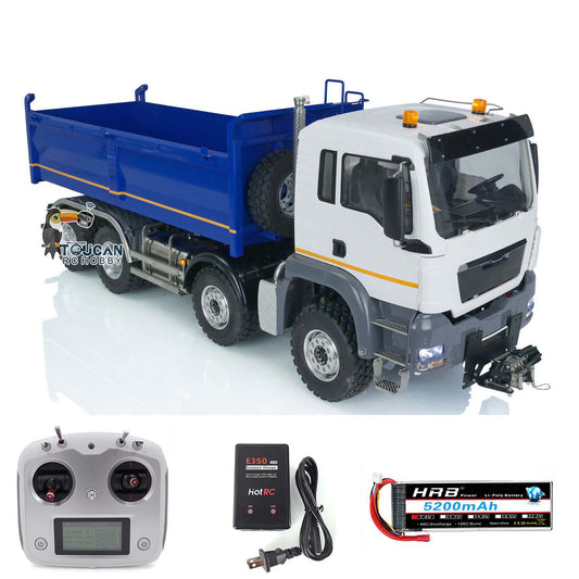 LESU 8X8 RC Single-Way Dump Car for 1/14 MAN TGS Metal Chassis Radio Control Dumper Trucks  Painted Blue White