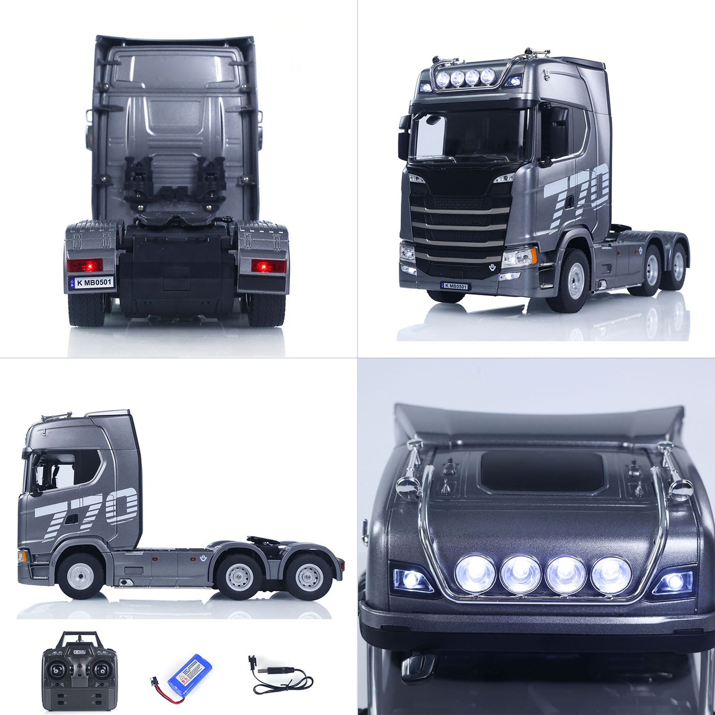 Fast Shipping 1/18 Plastic 6X4 Remote Control Tractor Truck 770S 1501 RWD RC Lorry Vehicle Light Sound Ready to Run Model Toys for Adults