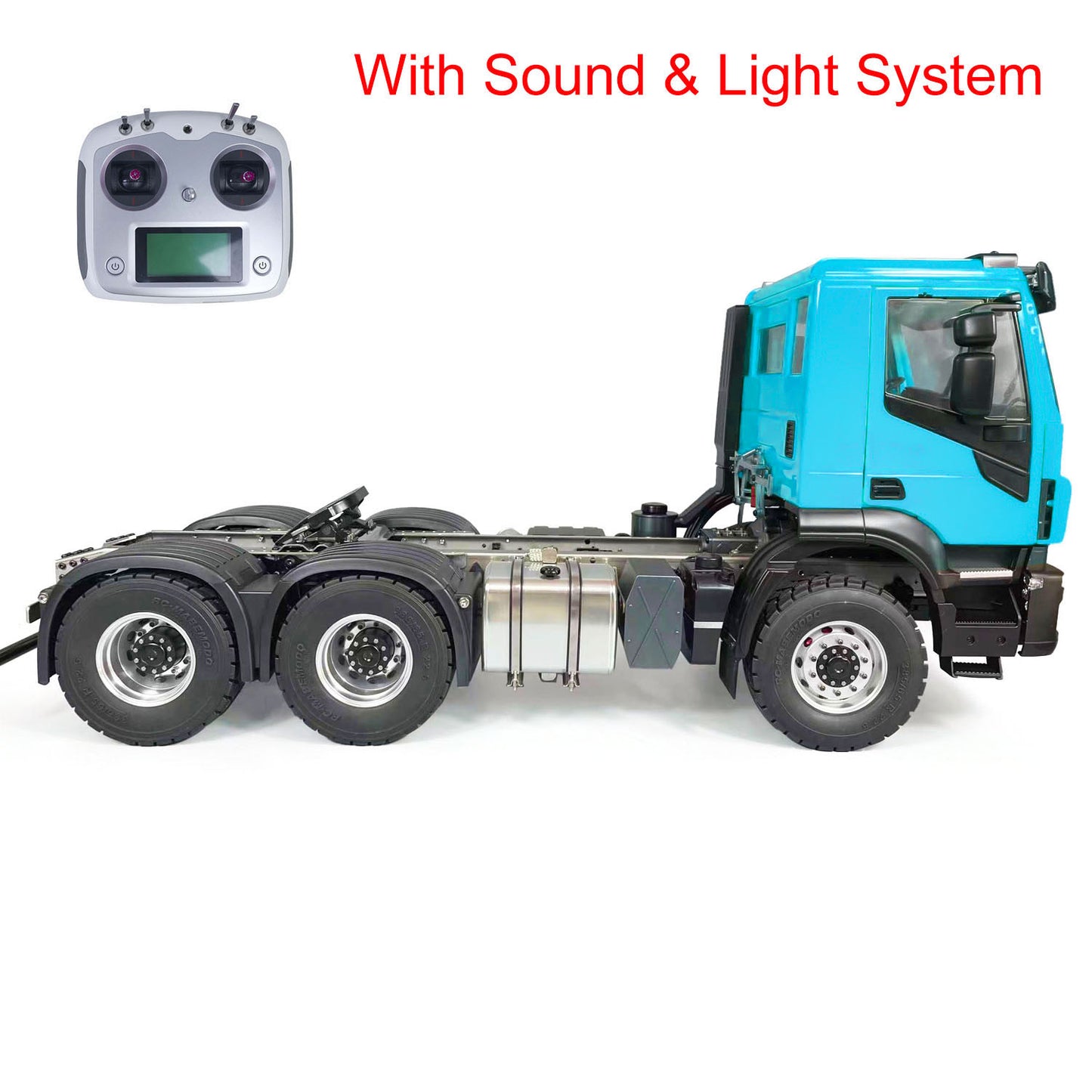 1/14 6x6 Metal RC Tractor Truck Painted Assembled Electric Radio Controlled Car Model Sound LED Light 50x18.2x25cm