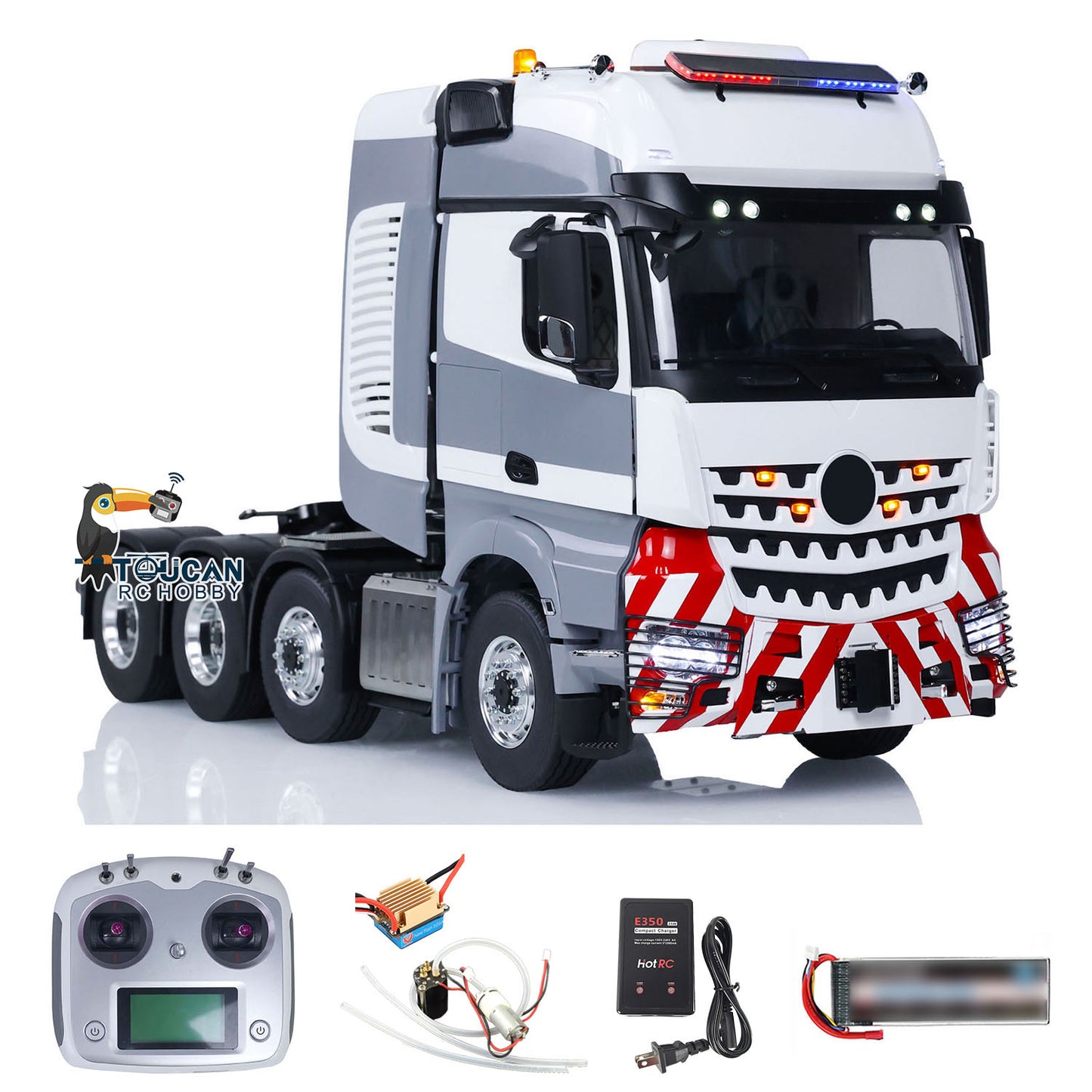 1/14 RC Tractor Trucks 8x8 RTR LESU Radio Control Car Model 2-speed Transmission Liquid Crystal Display Light Sound Smoke Unit