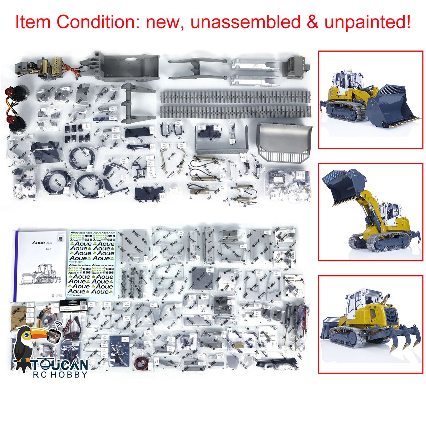 LESU 1/14 636 Hydraulic Tracked RC Loader Metal Rear Tail Hook Lights