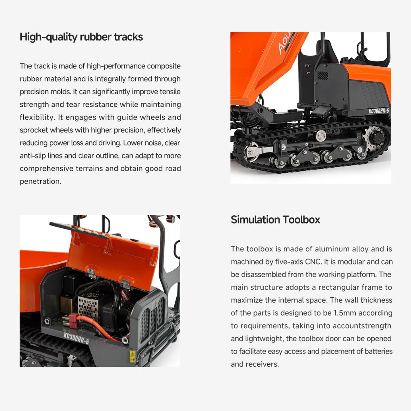Metal LESU 1/14 Hydraulic Remote Control Tracked Dump Truck KC300HR-5 RC Dumper Model 180 Degree Rotation Openable Door Lights