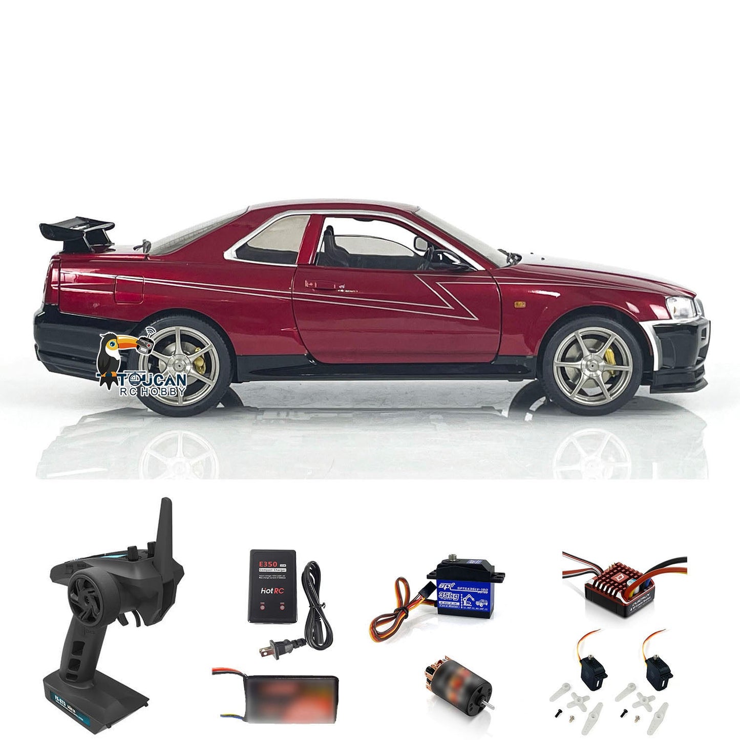 1:8 Capo 4x4 R34 4WD High-speed RC Roadster Radio Control Drift Car RTR Electric DIY Model 2-Speed Transmission RC Hobby Model