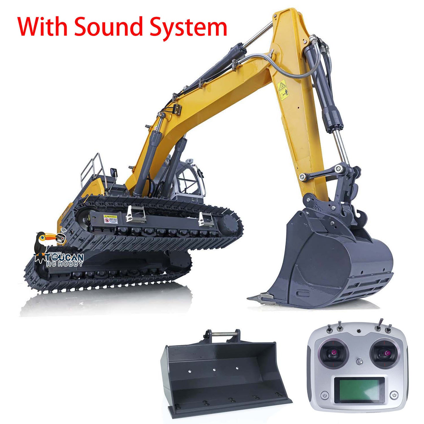 1/14 XDRC 945 Hydraulic RC Excavator Metal PNP Remote Control Digger DIY Sound Light System Sieve Bucket Curved Ripper Fork