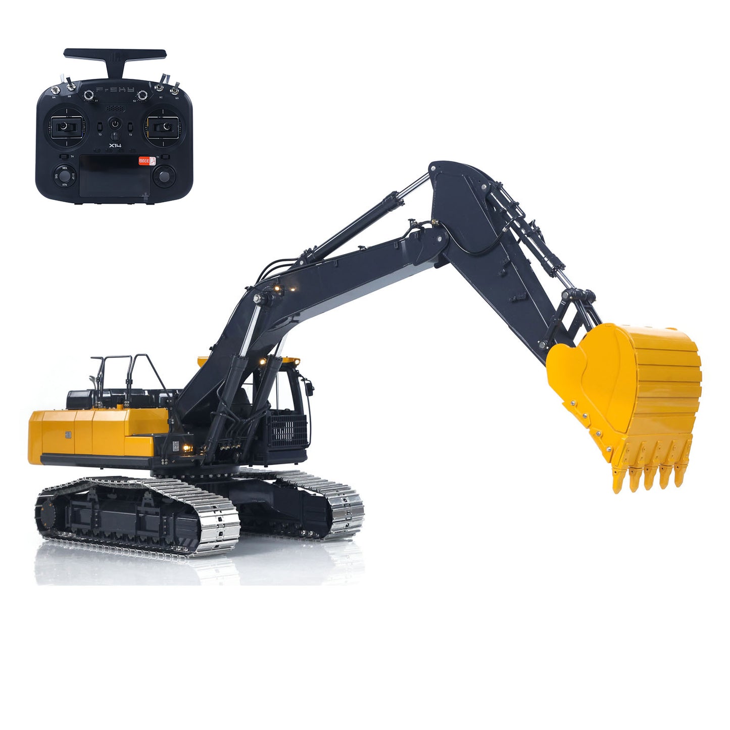 Super Frog Metal 1/14 RC Hydraulic Excavator E400 Standard Type Remote Control Digger Model 3 Pumps 4CH Valve Frsky X14 Radio