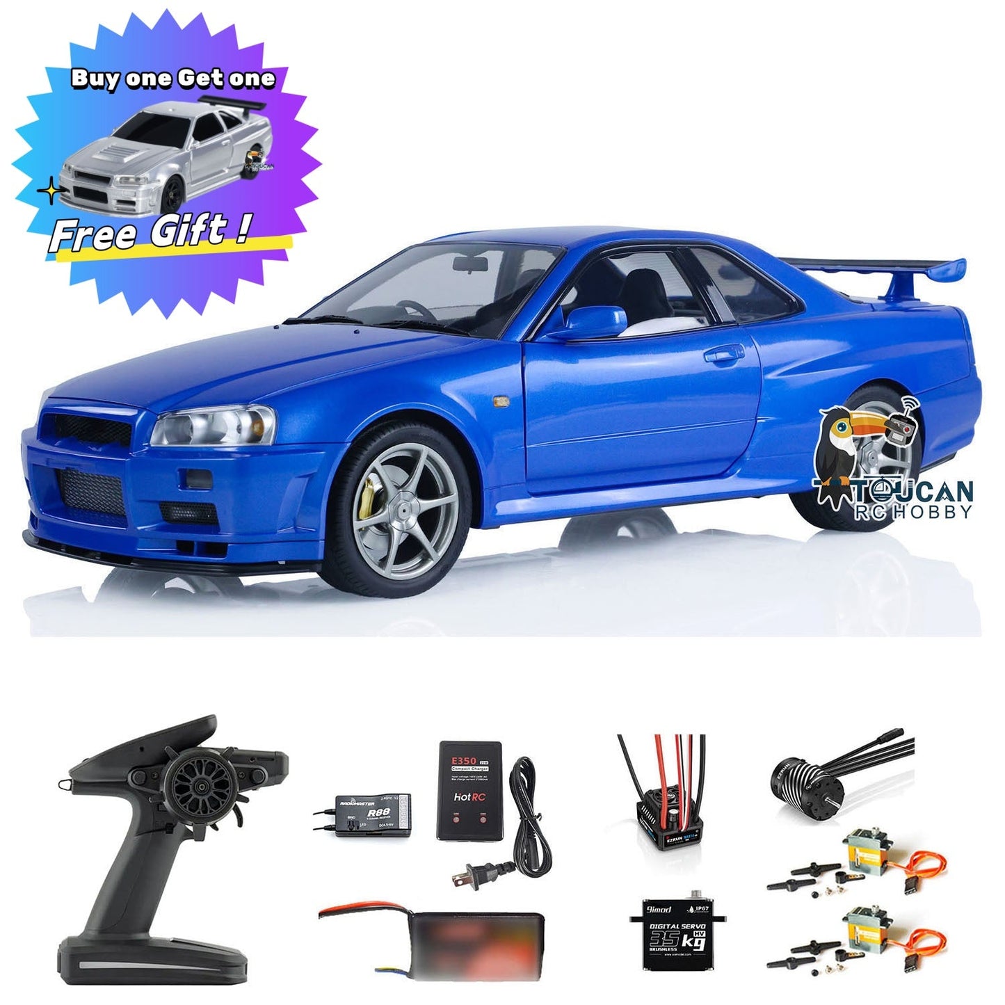 Capo 1/8 R34 RTR 4WD RC Drift Racing Car Metal Radio Controlled High-speed Vehicle Brushless Motor Painted Assembled DIY Model