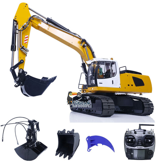 1/14 RC Hydraulic Excavator 946 Digger Clamshell Bucket Ripper Metal Booms Tracks Bucket Rotation Cabin Oil Tube Gift for Boy