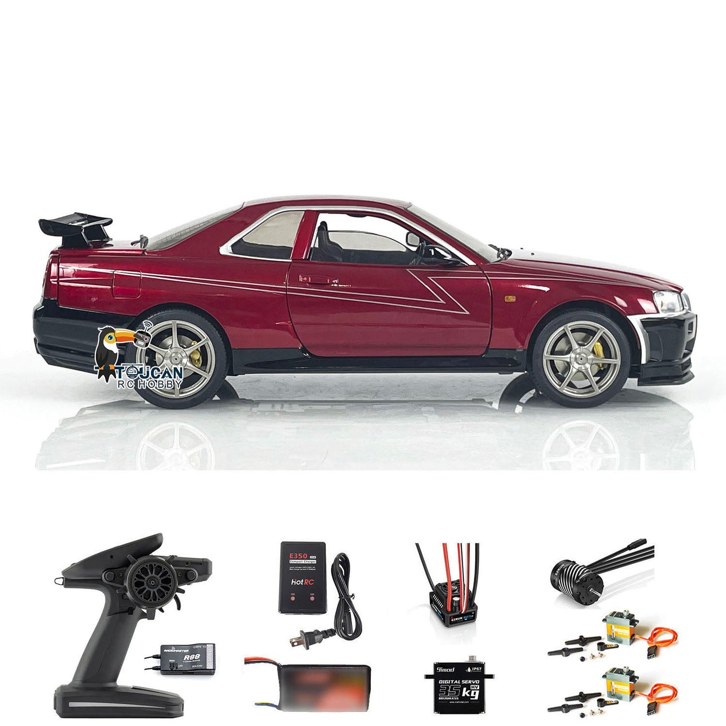 Capo 1/8 4x4 R34 4WD RC Roadster Racing Car Metal Radio Control Drift Vehicle RTR High Speed with Top Quality Customized Painting