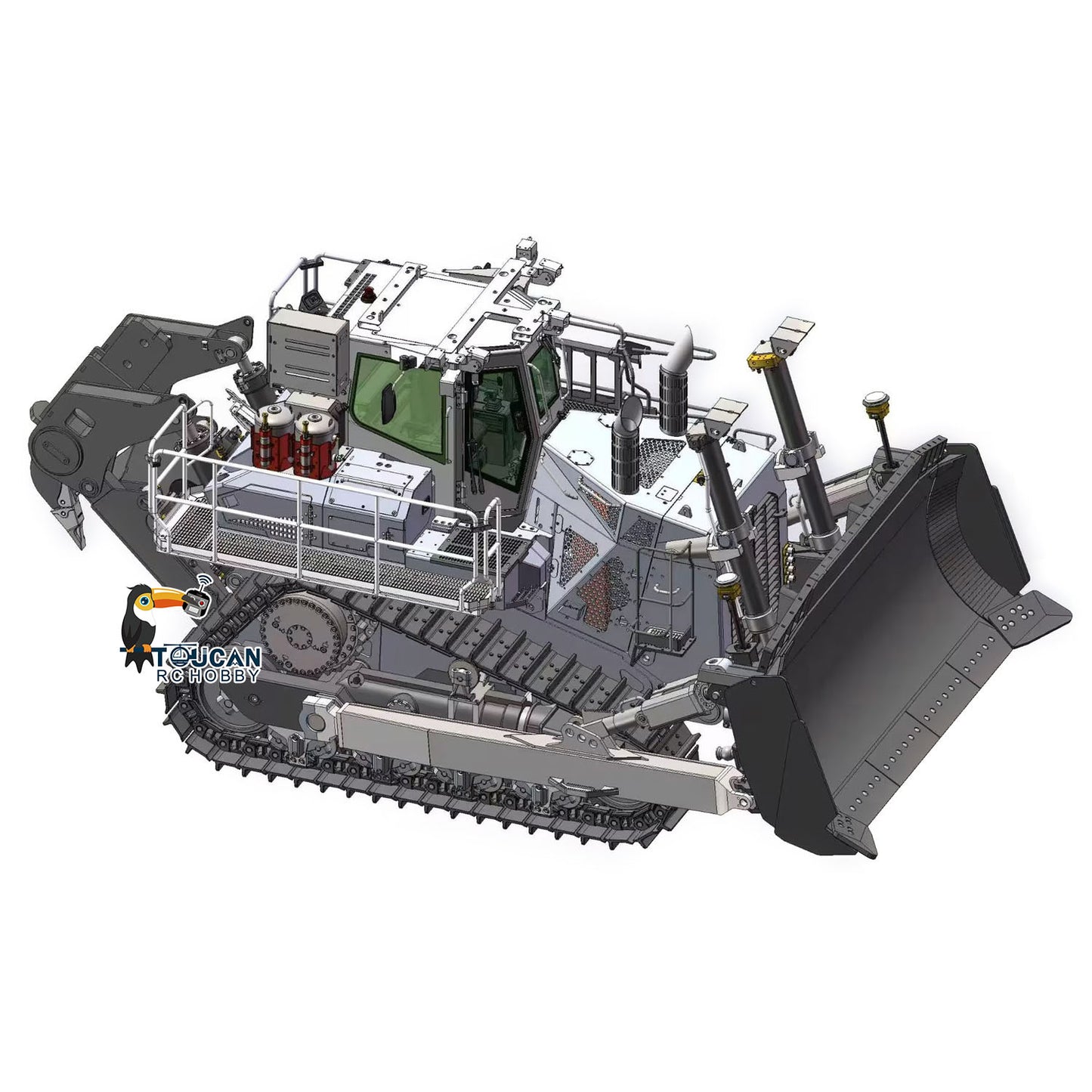 Super Frog 1/14 Metal RC Hydraulic Bulldozer LR776 3way Blade 7CH Valve Automatic Grease System Electric Wipers FrSky X20R Radio Controller