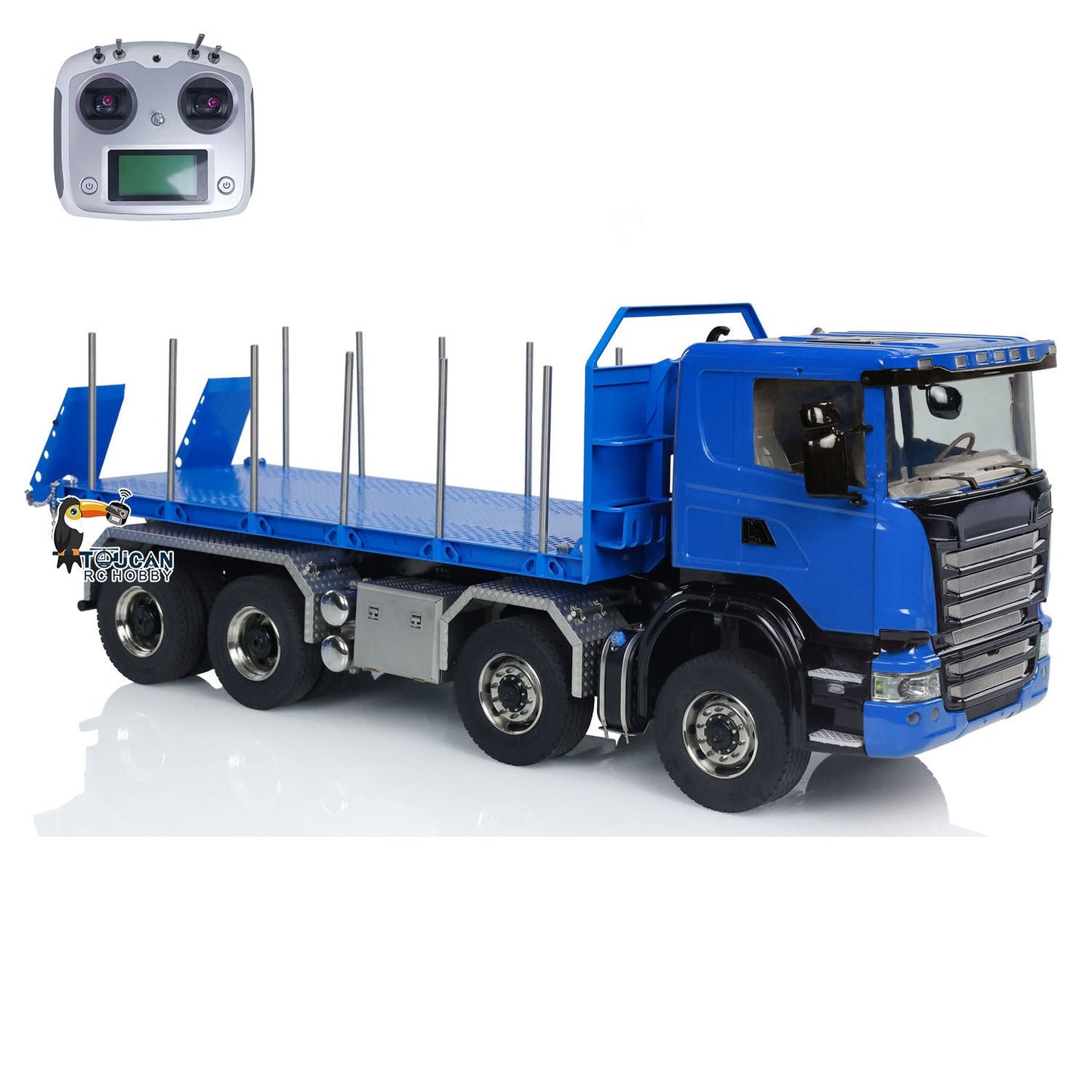 1:14 8x8 RC Hydraulic Roll-on Dump Truck Radio Controlled Tipper Car U-shaped Short High Bucket Timber Flatbed Sounds Lights