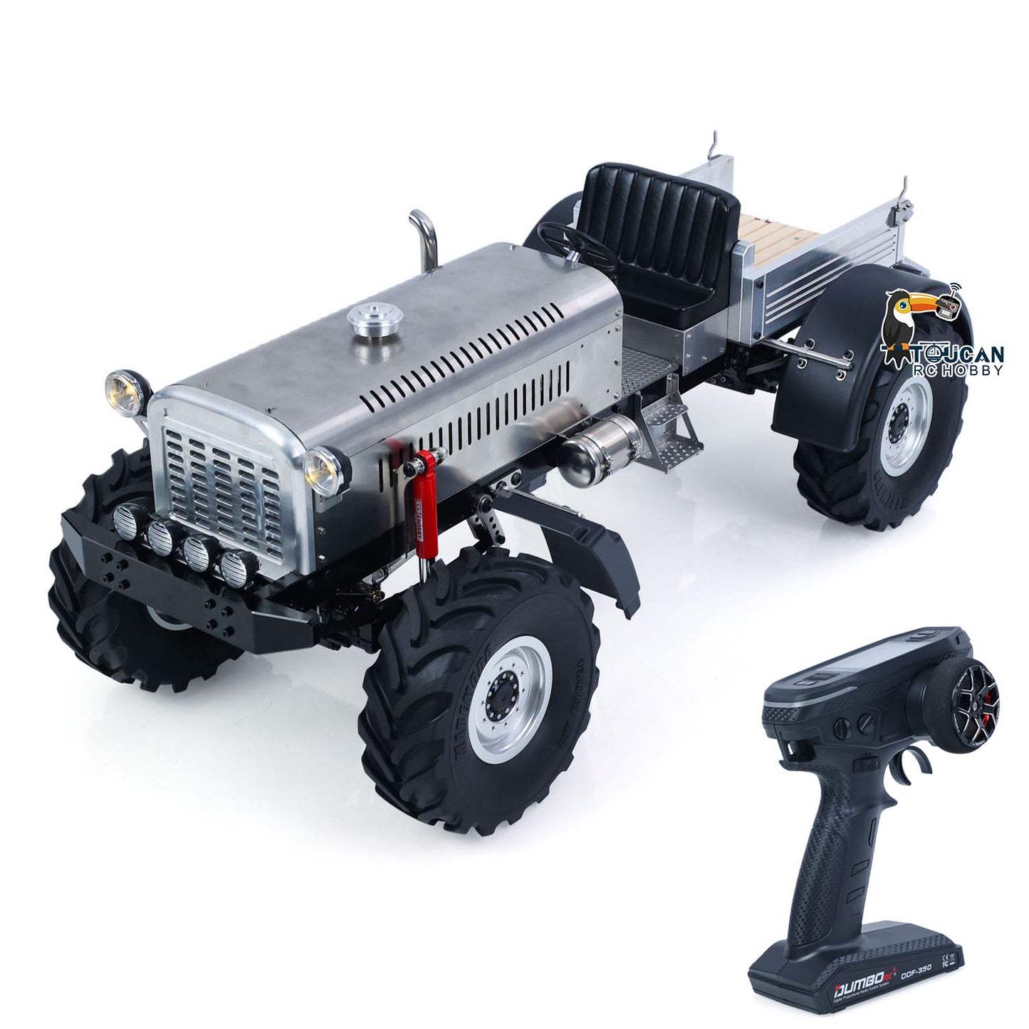 MD 4WD 1/10 Metal RC Tractor MD009 Remote Control Off Road Car Dual Motor Winch Axles Diff Lock Radio Light System No Battery