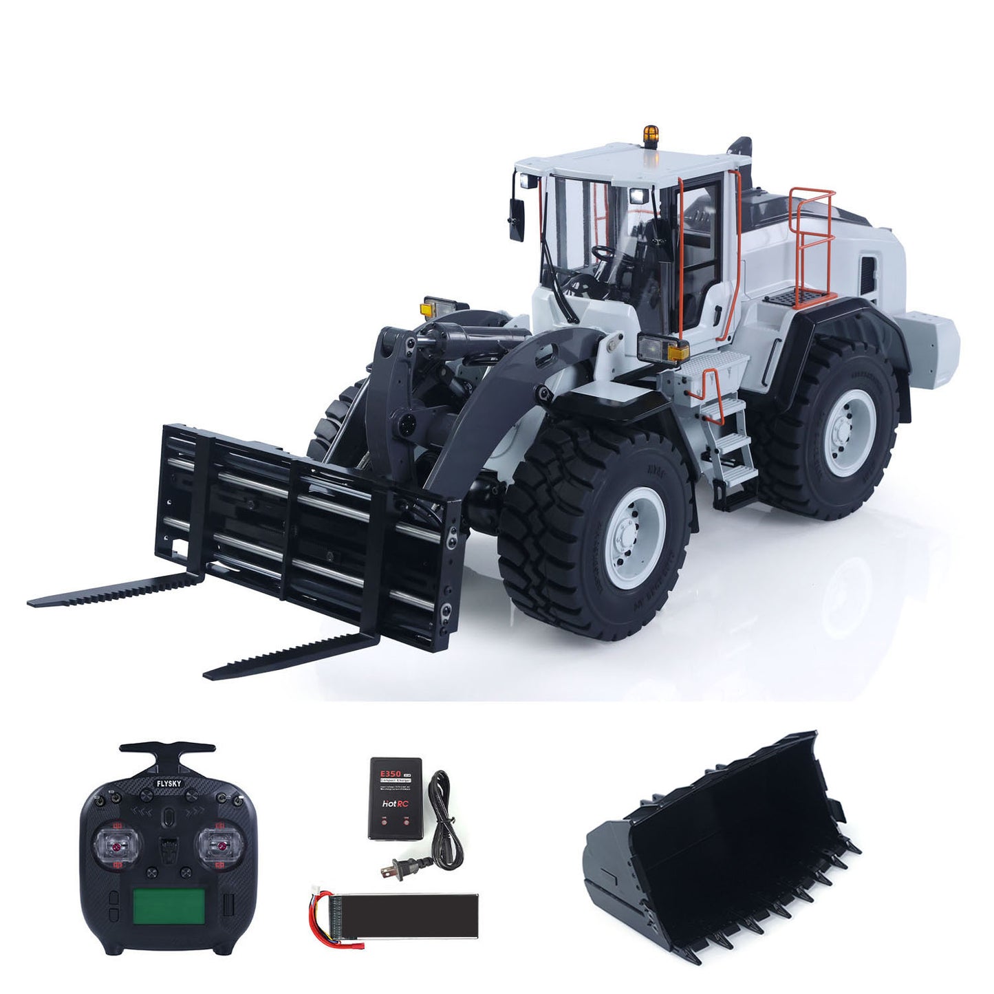 MTRC 1/14 RC Hydraulic Loader E260L Metal Radio Controlled Construction Vehicles Flysky ST8 Radio Brushless Motor LCD Screen Ready to Run