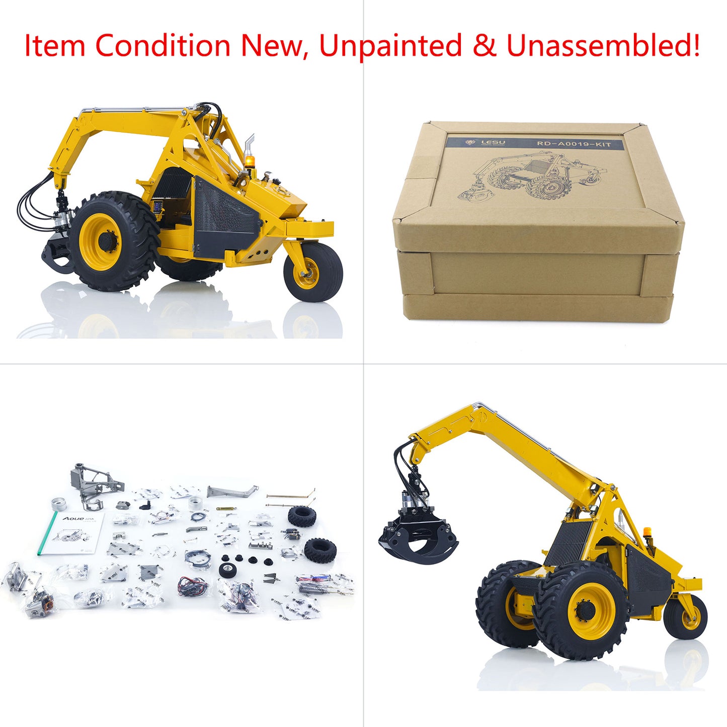 Unassembled Kit Model LESU Metal 1/14 Remote Control Hydraulic Log Loader AOUE 225A RC Sugarcane Loader Grabber 4CH Valve Light Engineering Car
