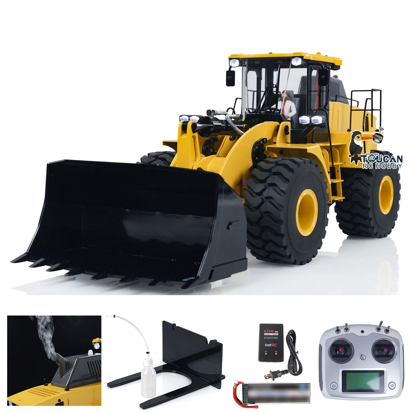 Metal WA470 1/14 Hydraulic Remote Control Loader RTR RC Construction Car Simulation Model Smoke Unit No Tooth Bucket DIY Parts