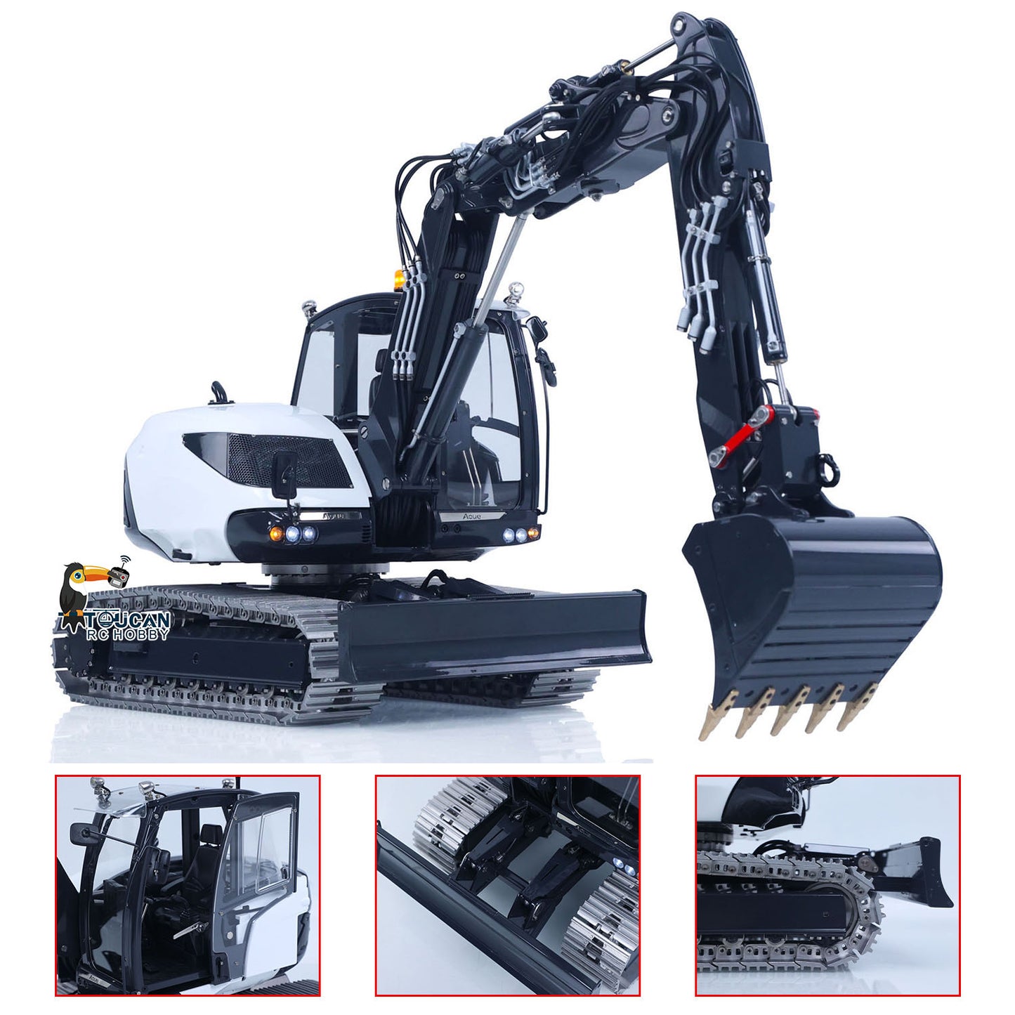 Metal LESU 1/14 RC Hydraulic Excavator MC15 CNC Shell 4 Arms Remote Control Digger 9CH Valves Dual Pumps Quick Released Coupler