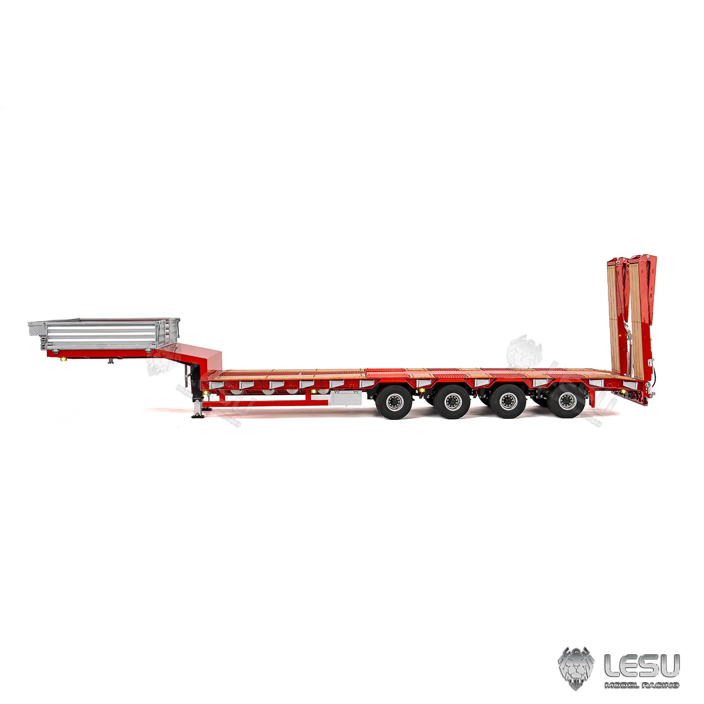 LESU 1/14 Metal Trailer Hydraulic Lifting Tailboard 4 Axles Steering Available Electric Support Legs for DIY RC Tractor Truck