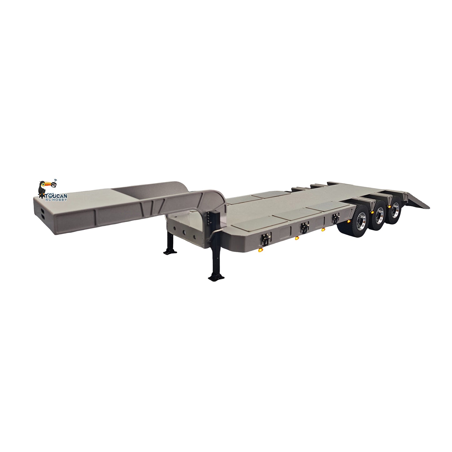 Metal 3Axles Gooseneck Low Flatbed Trailer Manual Support Legs for 1/14 Remote Control Tractor Truck 4151AK RC Lorry Car Model