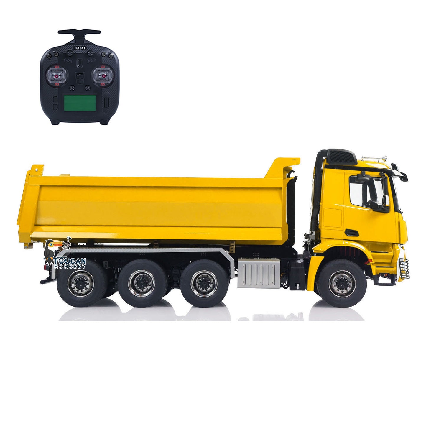 1/14 8x8 RC Hydraulic Dumper Car Roll On Full Dump Rear Axle Steering with U-shaped High Short Standard Bucket Timber Flatbed