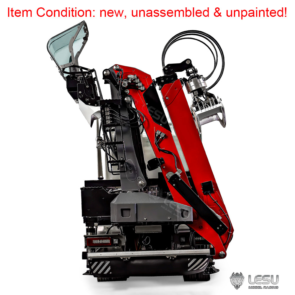 In Stock 1/14 LESU Metal Hydraulic Timber Crane for 1/14 Remote Control Log Trailer Wood Hauling Car Remote Control Tractor Truck DIY Model