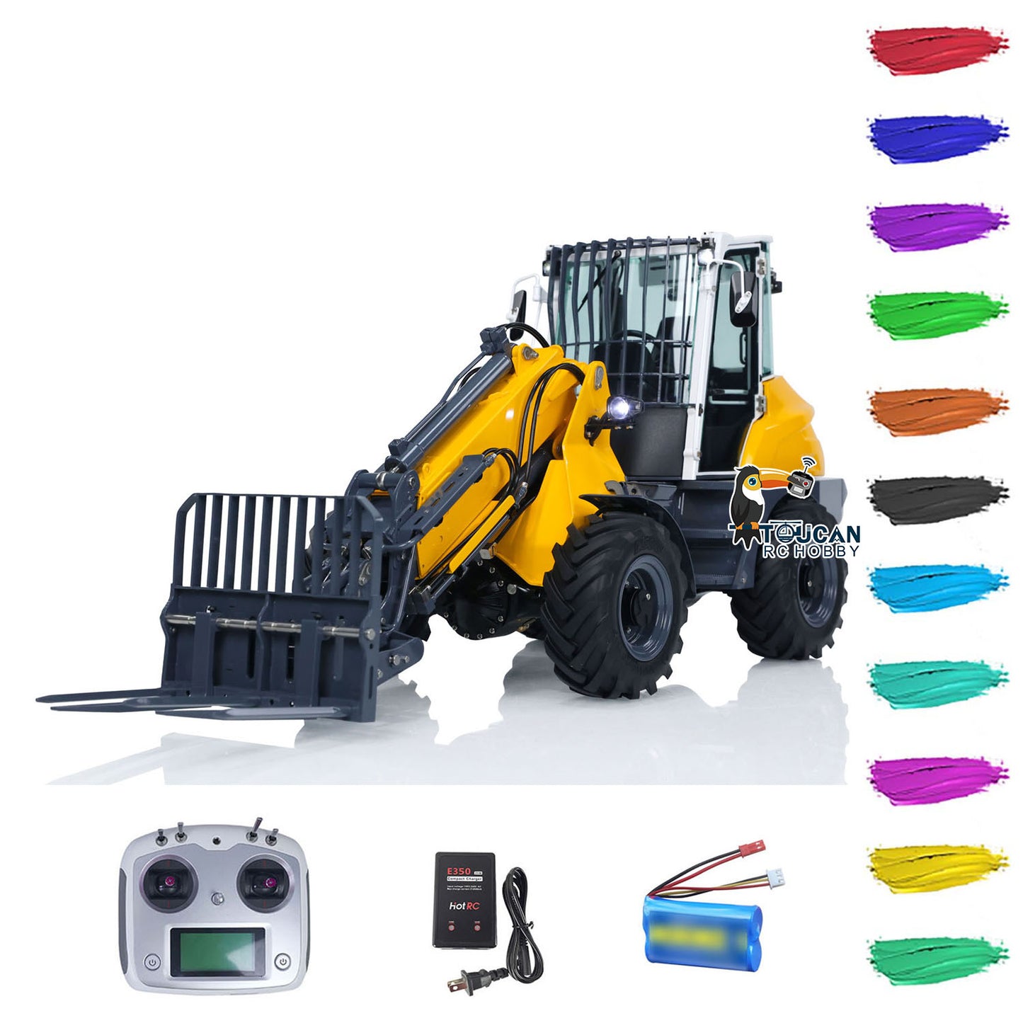In Stock LESU RTR 1/14 Hydraulic RC Telescopic Arm Car Metal Loader AT1050 Forklift Truck