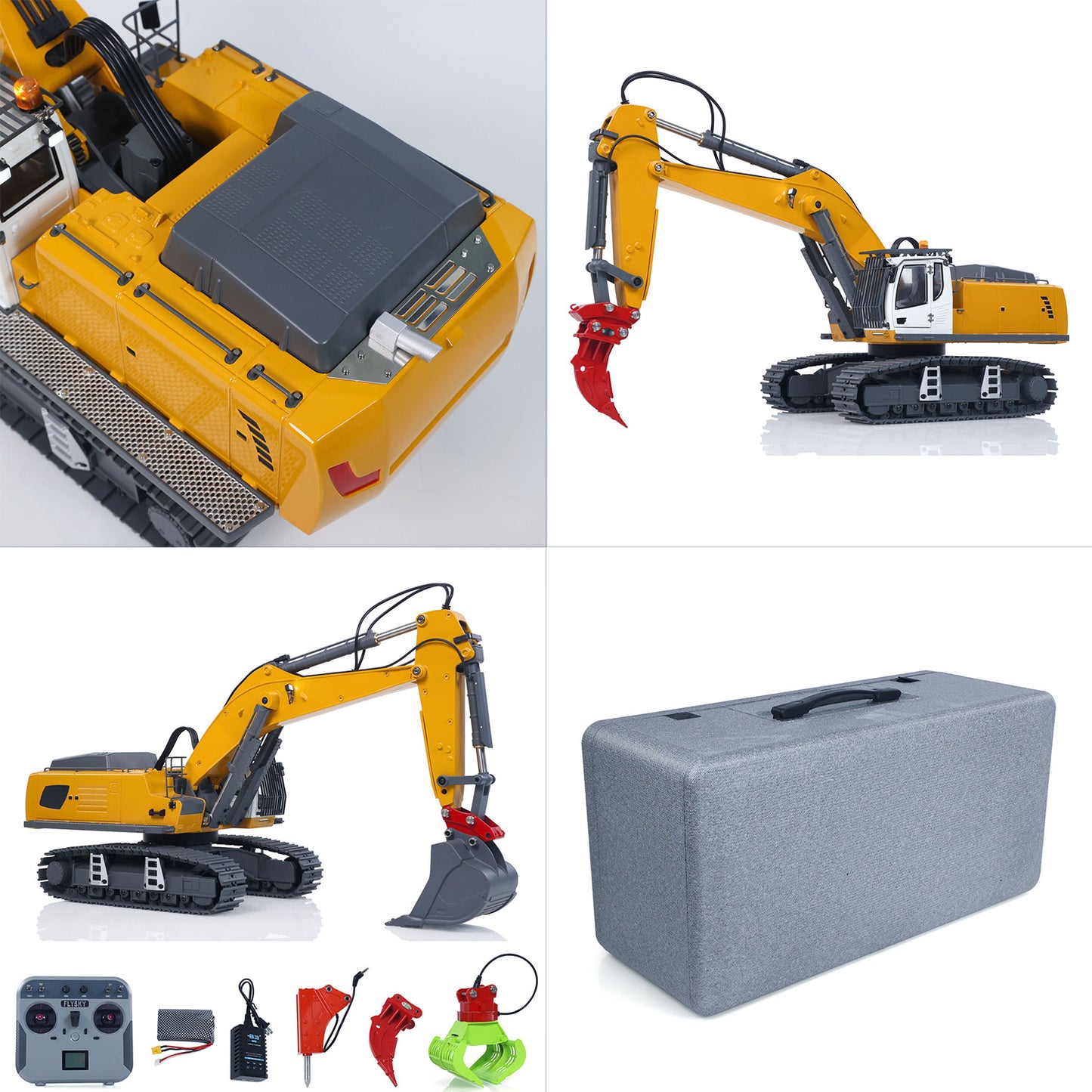 US STOCK 1/18 Kabolite 5901 100S Electric Lifting RC Excavator Flysky Remote Control Digger Engineering Vehicle Electric Ripper Hammer