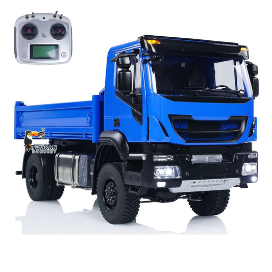 Metal 1/14 4x4 RC Hydraulic Dump Truck Customized Radio Control Tipper Car Simulation Model Assembled and Painted FlySky I6S Controller