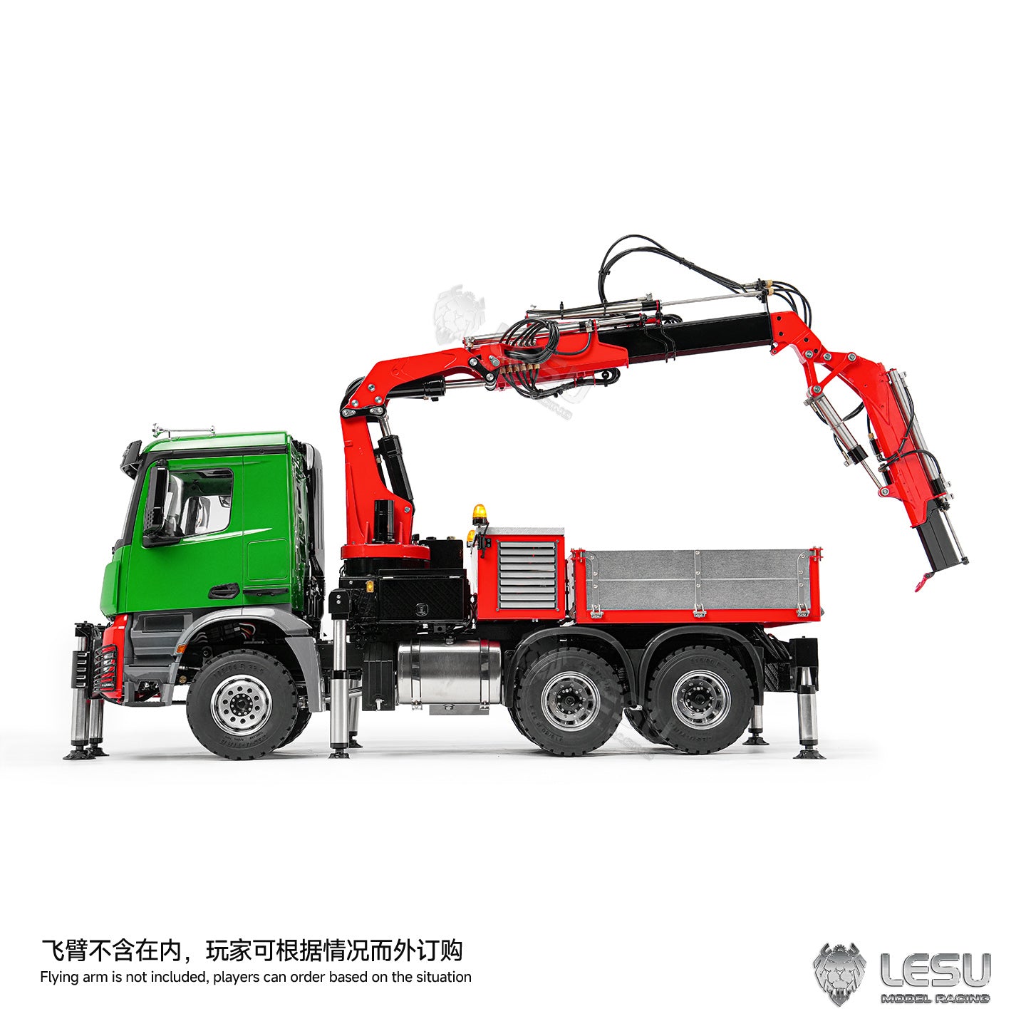 LESU 3363 6X6 Metal 1/14 RC Hydraulic Crane Truck Fly Jib Arm 3Speed Remote Control Lorry 7CH Valve 6 Outriggers Axle Diff Lock