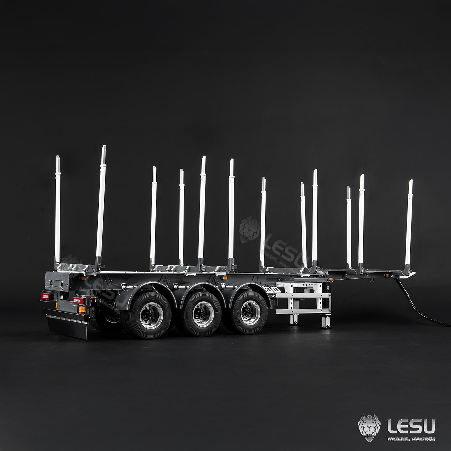 LESU 1/14 Metal Log Semi Trailer RC Wood Transport Car Light Electric Lifting Leg Servo-Controlled Drum Brake for TAMIYA Tractor Truck