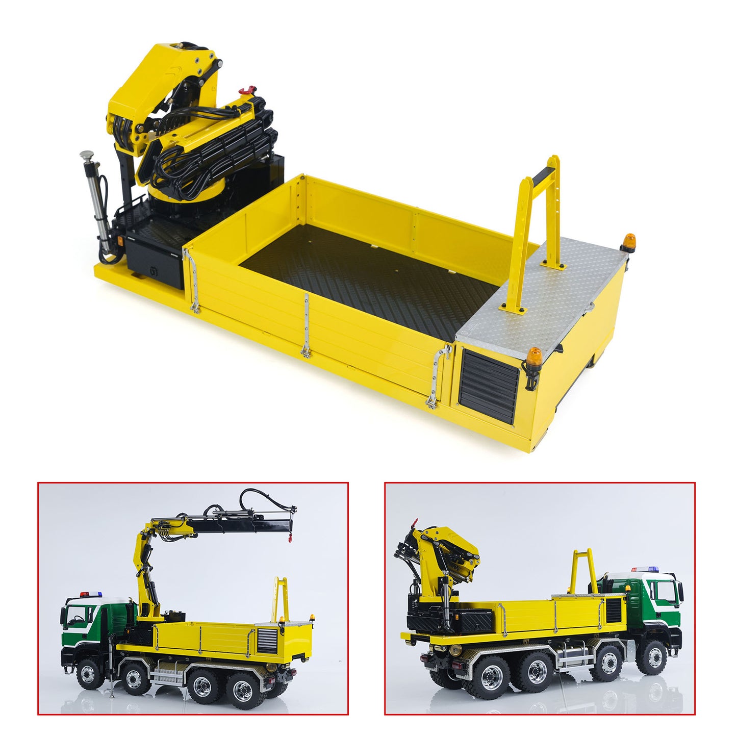 Metal Cargo Box & Hydraulic Crane 7CH Valve Pump for LESU 1/14 Radio Controleld Roll Off Dumper Truck DIY RC Tipper Model Car