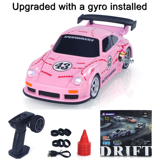 JIABAILE 993 2.4G Mini RC Drift Car 1/43 Racing Vehicle 4WD Ready to Go Toy Model Gyroscope Radio Battery Lights 4305A
