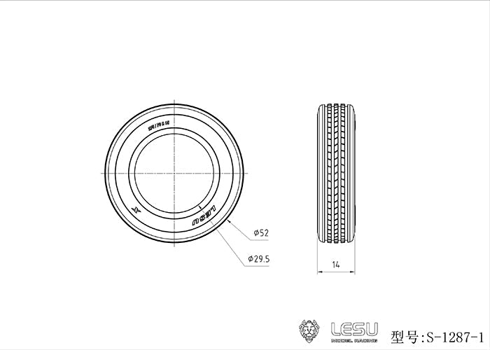 LESU 52MM Wheel Tires for 1/14 RC A0020 Hydraulic Trailer Truck DIY Model TAMIYA