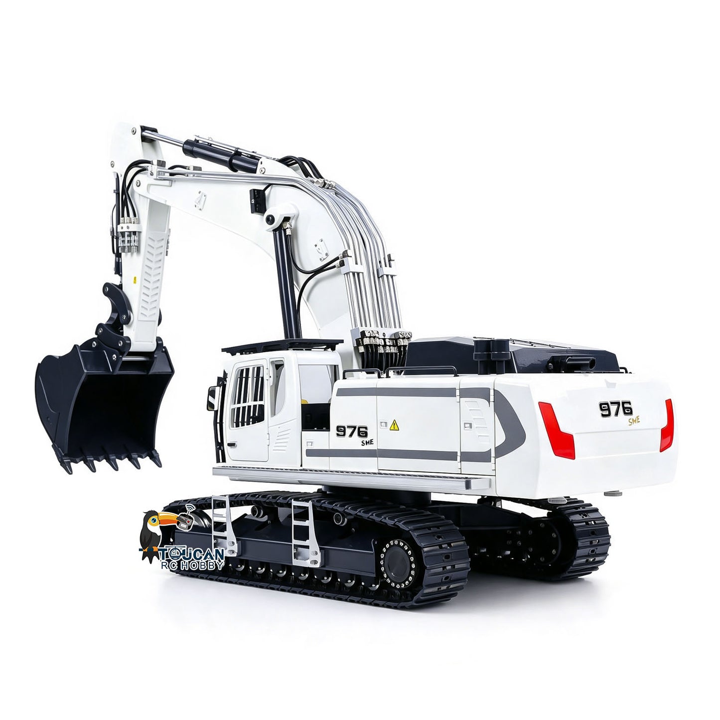TOUCAN 1/12 Metal Hydraulic Remote Control Excavator LR976 6CH Valves RC Digger RTR Model Dual Pump Brushless Motor Light Sound System