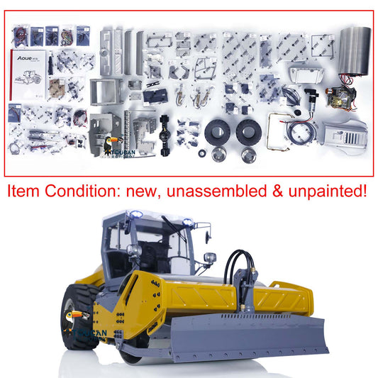 LESU 1/14 Aoue-H13ixc Hydraulic RC Road Roller Unpainted Unassembld Model KIT Body DIY Parts Metal Motor ESC Light Sound System