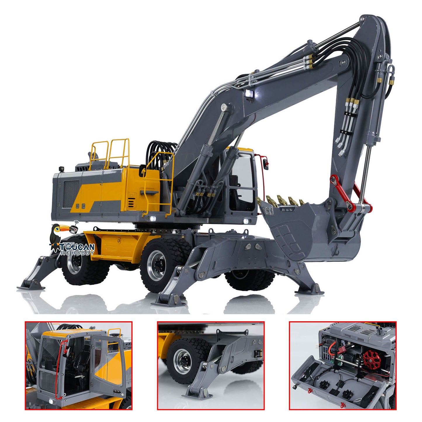 1/14 LESU RC Hydraulic Excavator Aoue ET30H Wheeled Digger Assembled and Painted Model Light System Pump Valve