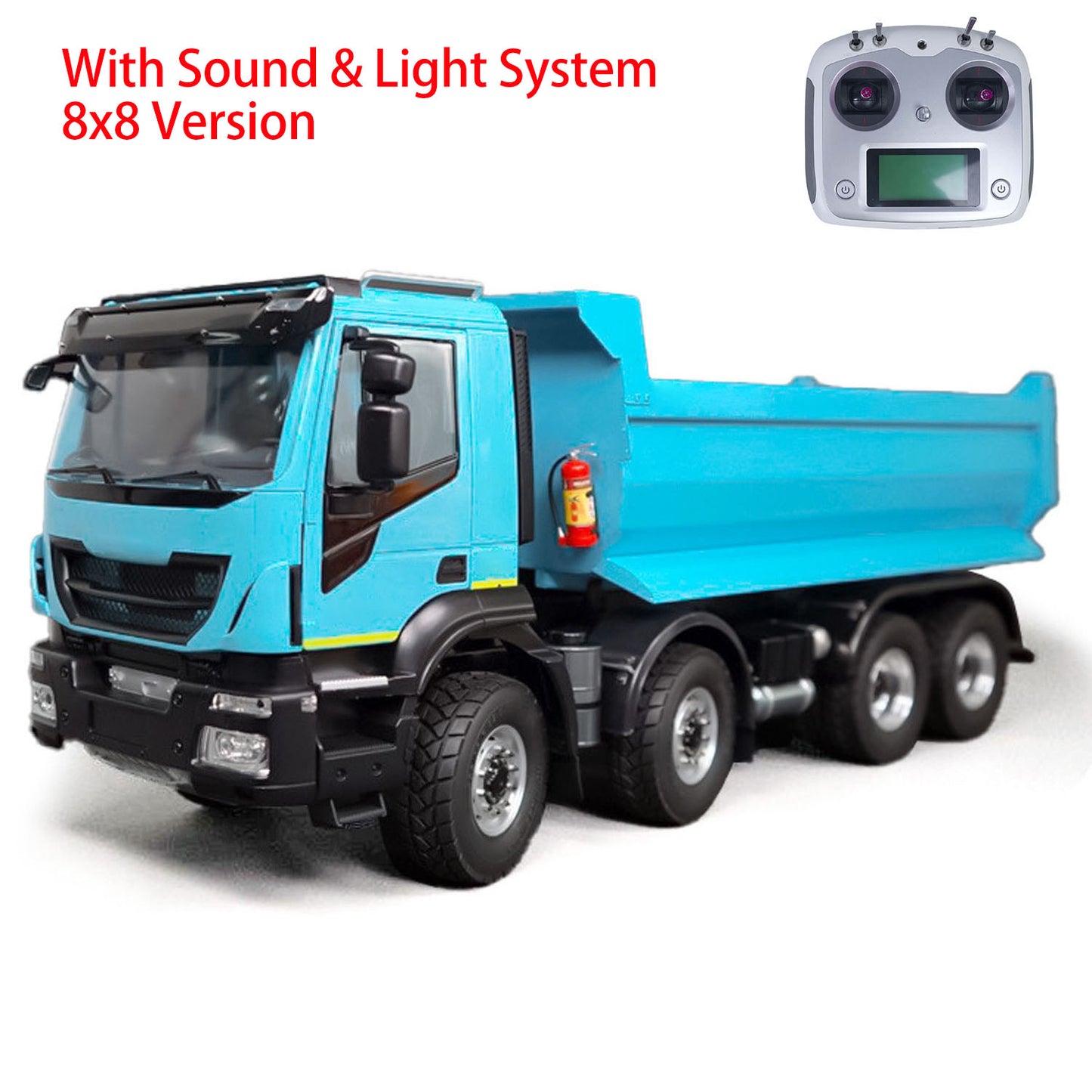 1/14 8x8 Hydraulic RC Dump Truck Metal Remote Control Tipper Car Sound Light 2-speed Dump Assembled and Painted Sound Light System