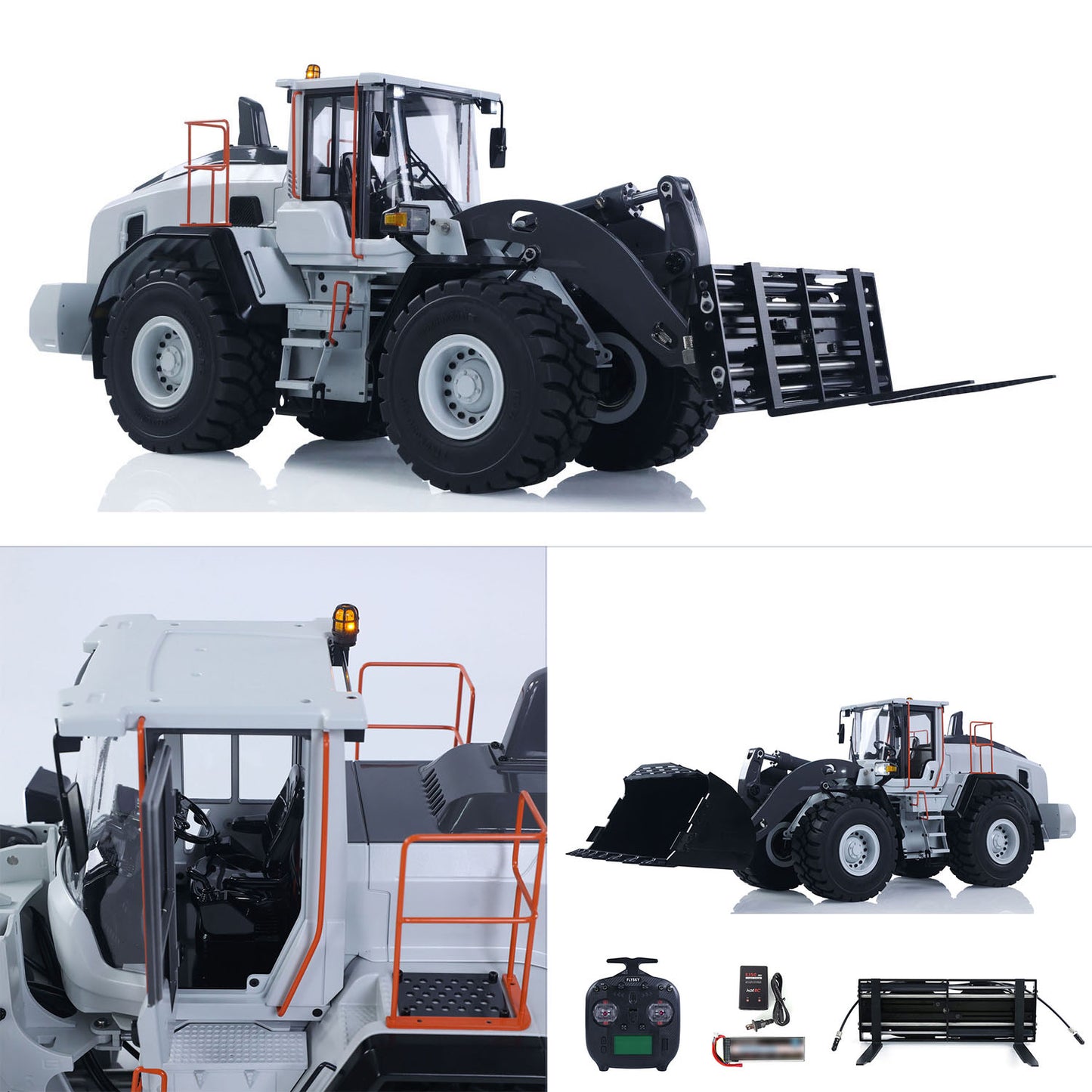 MTRC 1/14 RC Hydraulic Loader E260L Metal Radio Controlled Construction Vehicles Flysky ST8 Radio Brushless Motor LCD Screen Ready to Run