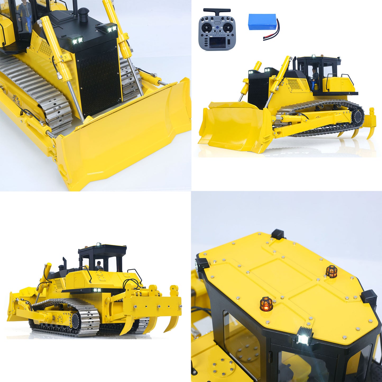 Metal 1/12 RC Hydraulic Bulldozer D155AX RTR Heavy Dozer Model 7 Way Valve 1.0L Oil Pump 5 Plows Radio Master TX15 Radio Battery