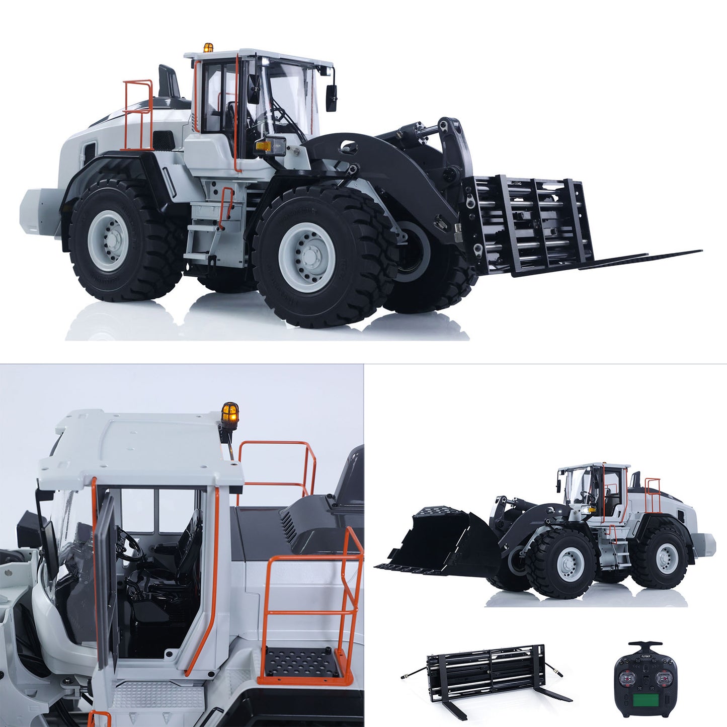 MTRC Metal 1/14 RC Hydraulic Loader E260L 5CH Valves Remote Control Engineering Vehicles Axle Locks Quick Coupler Lights Sounds Assembled Painted